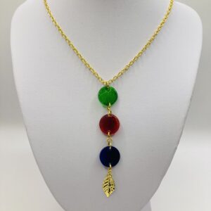 collier 3 ronds feuille dorée