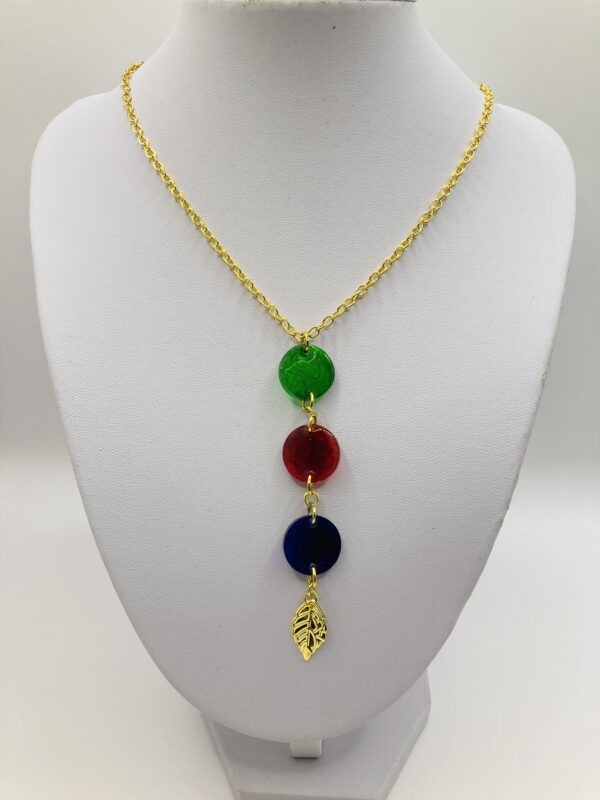 collier 3 ronds feuille dorée