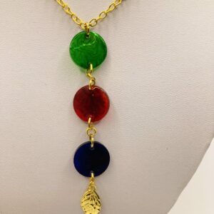 collier 3 ronds feuille dorée