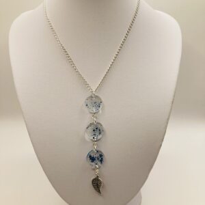 collier 3 ronds feuille argentée