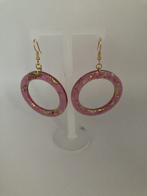 Boucles d'oreilles cercle rose – Image 3